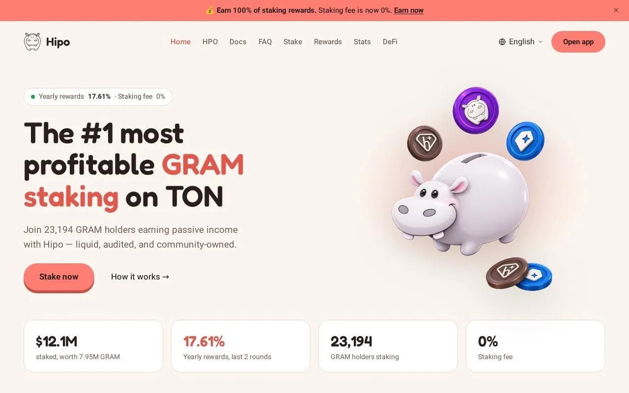 Hipo homepage screenshot