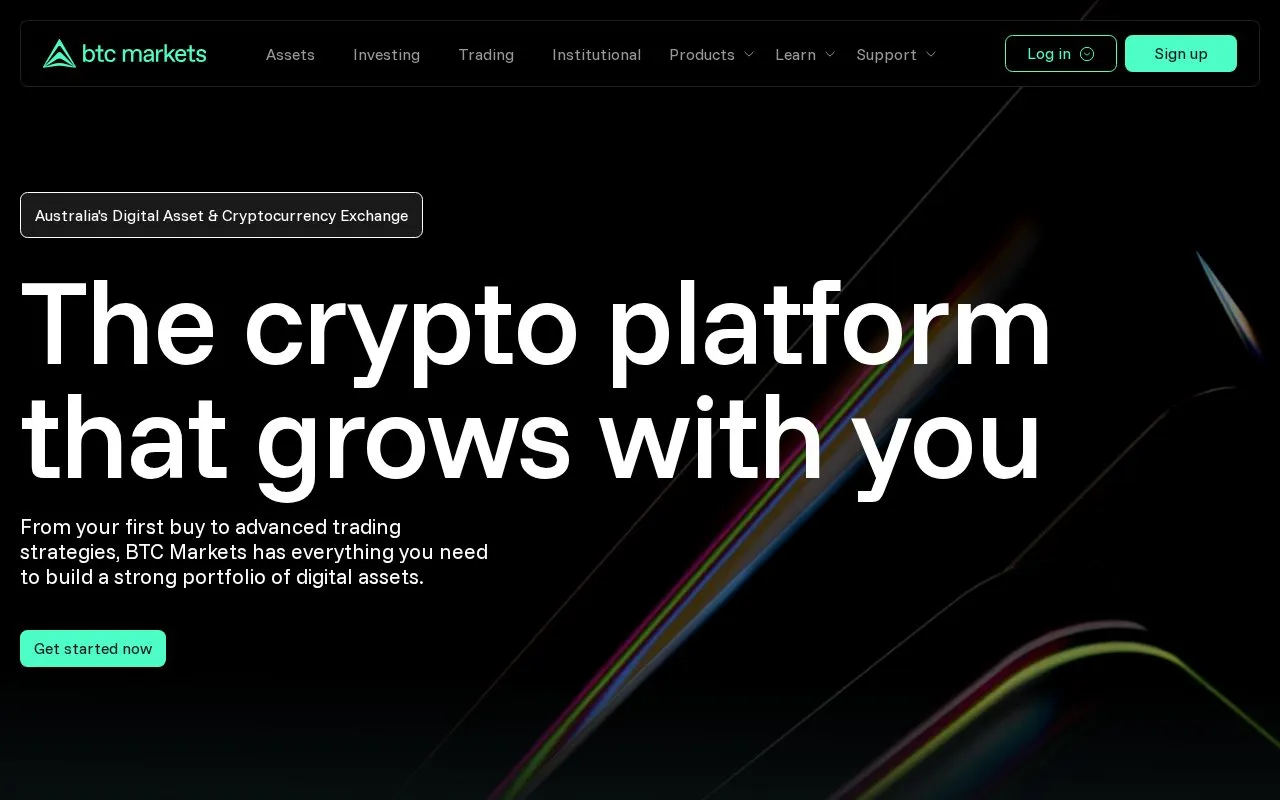 BTCMarkets homepage screenshot