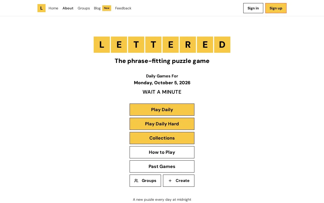 Lettered homepage screenshot