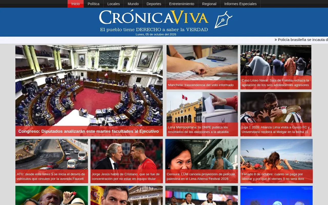 Crónica viva homepage screenshot