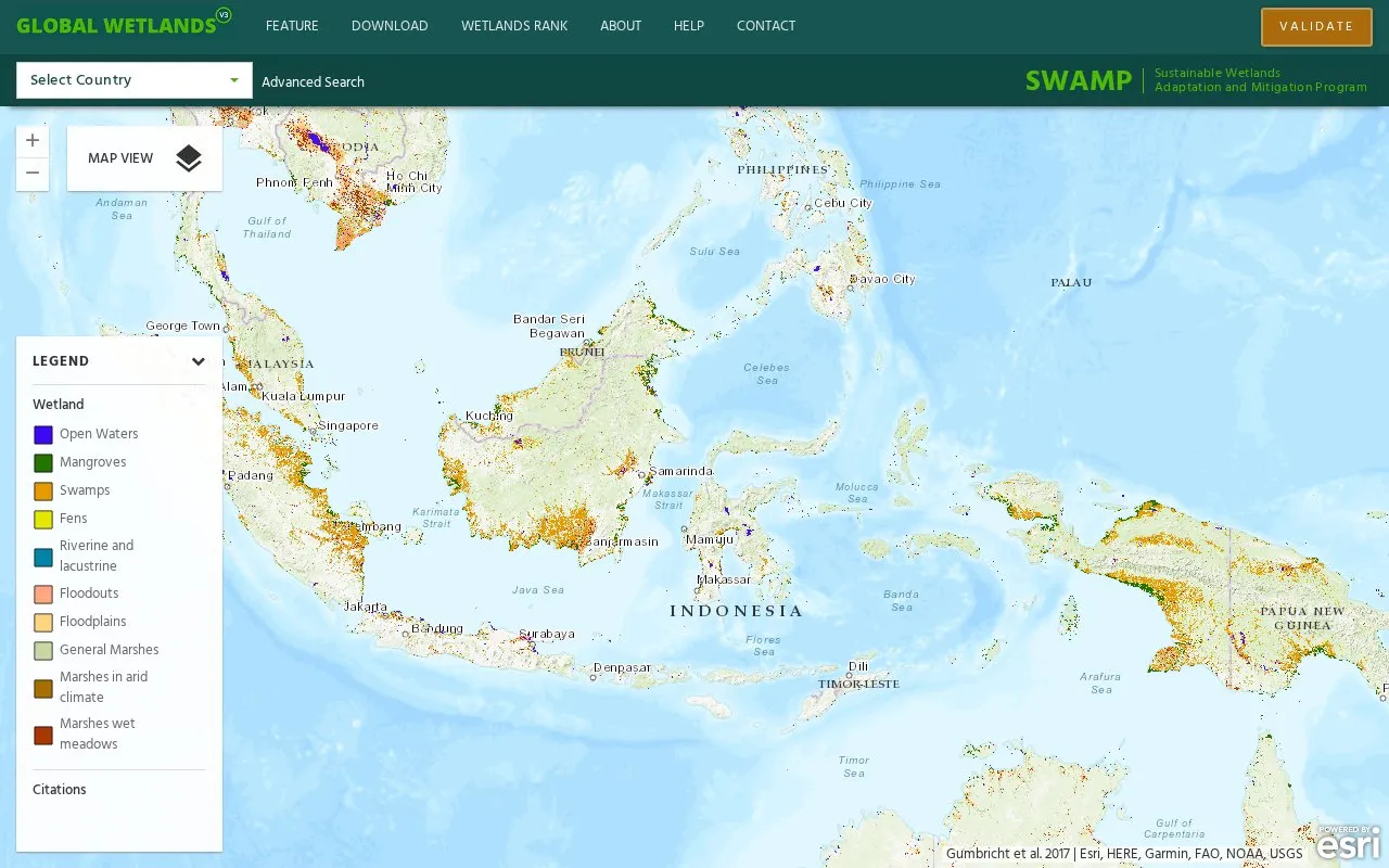 Global Wetlands homepage screenshot