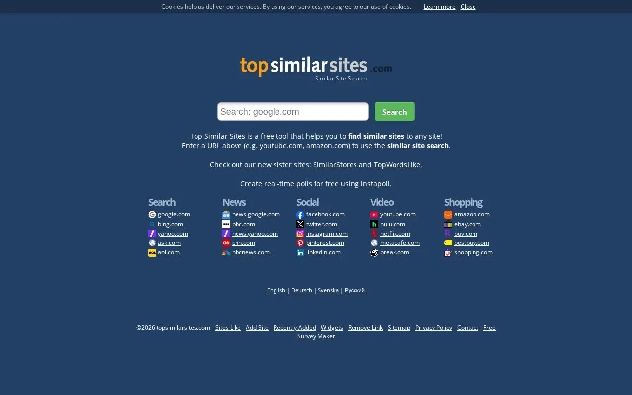 TopSimilarSites homepage screenshot