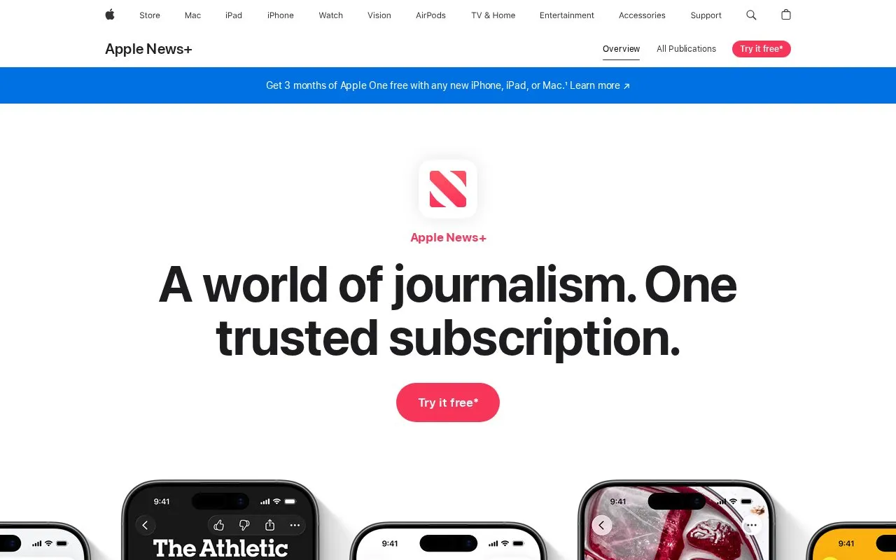 Apple News homepage screenshot