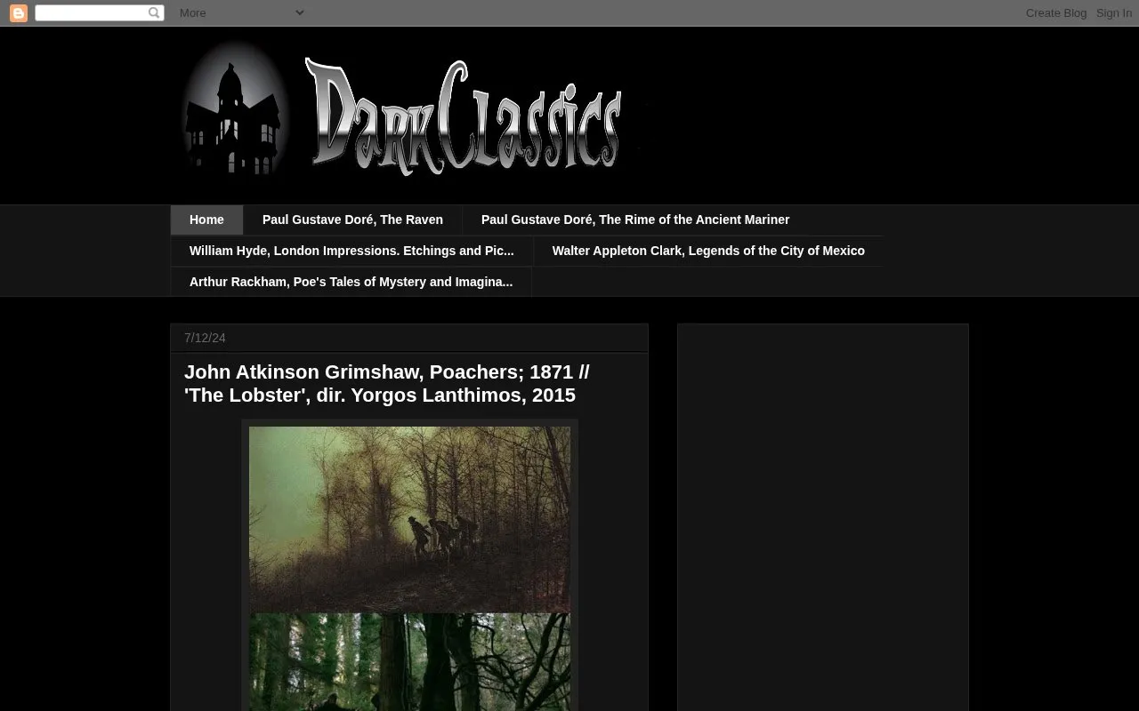 DarkClassics homepage screenshot