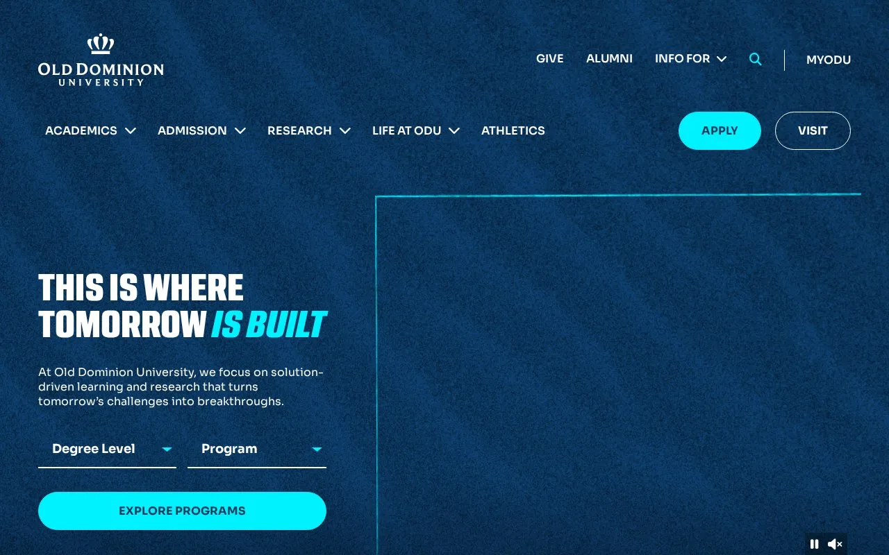 Old Dominion University homepage screenshot