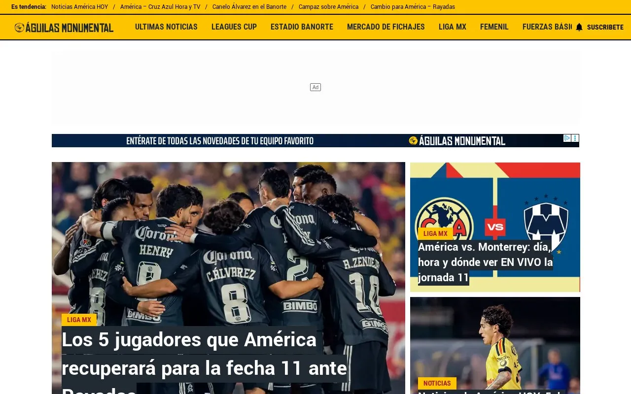 Águilas Monumental homepage screenshot