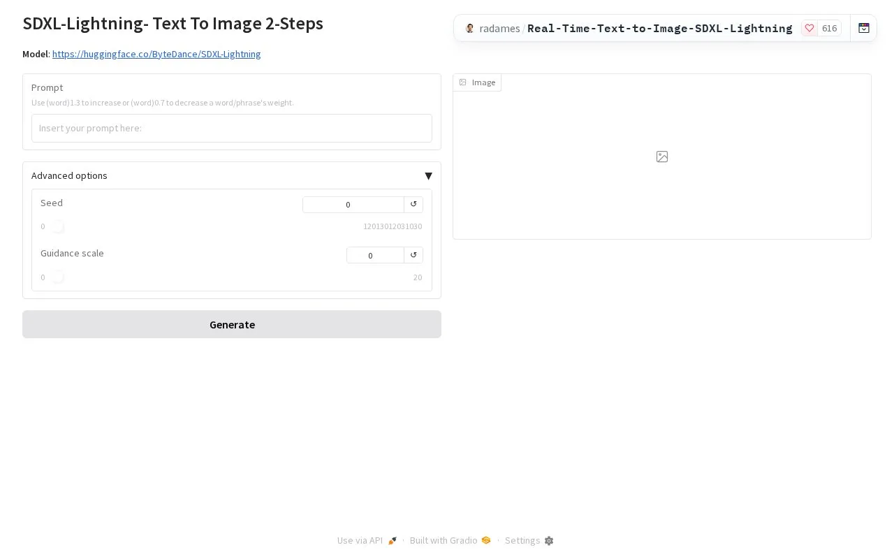 Real-Time Text-to-Image SDXL Lightning homepage screenshot