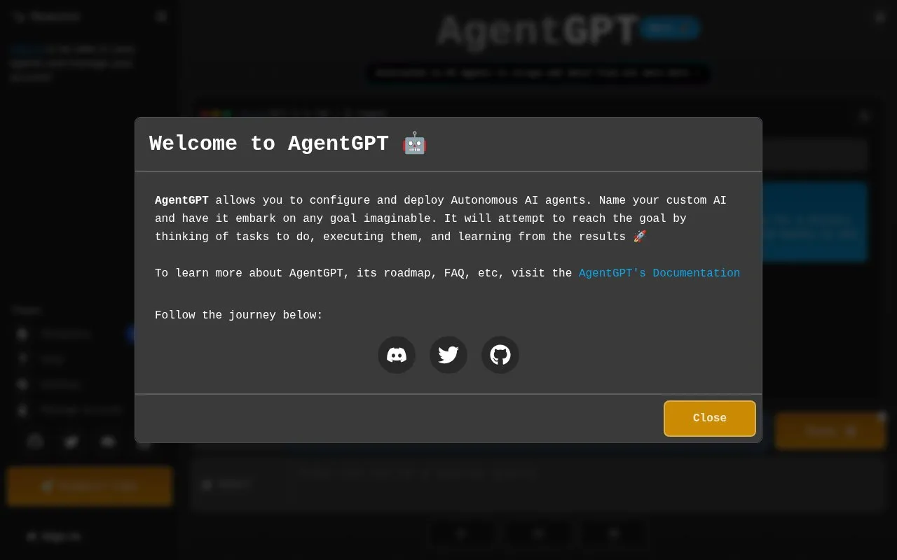 AgentGPT homepage screenshot