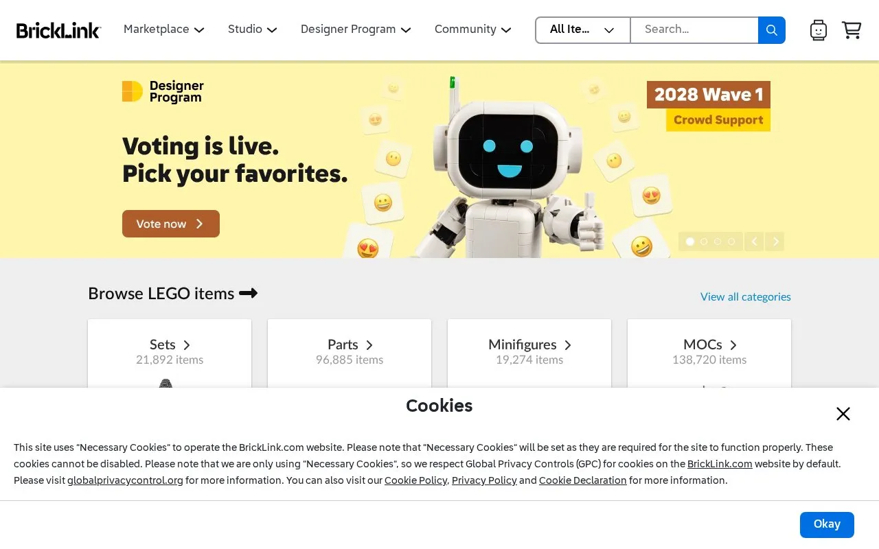 Bricklink homepage screenshot