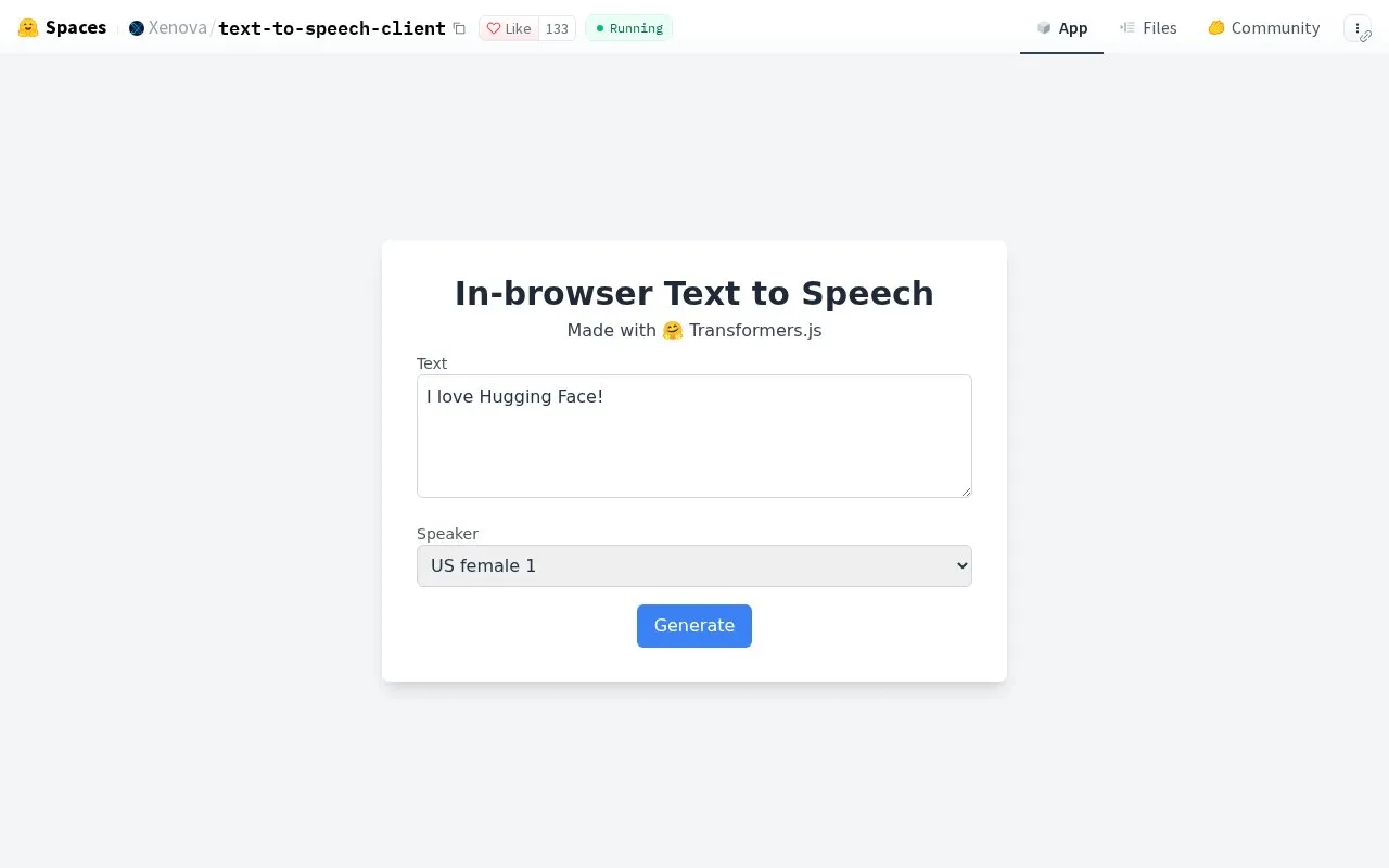 Text To Speech Client homepage screenshot