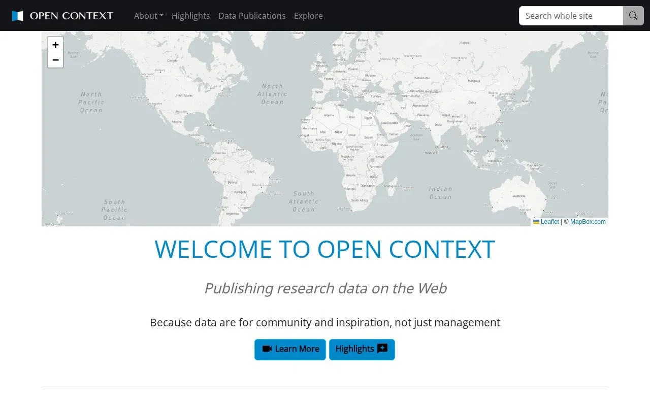 Open Context homepage screenshot