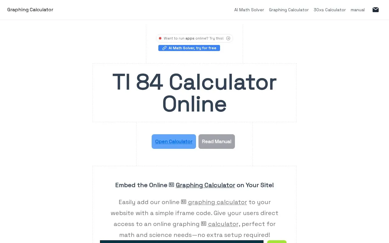 TI 84 Calculator homepage screenshot