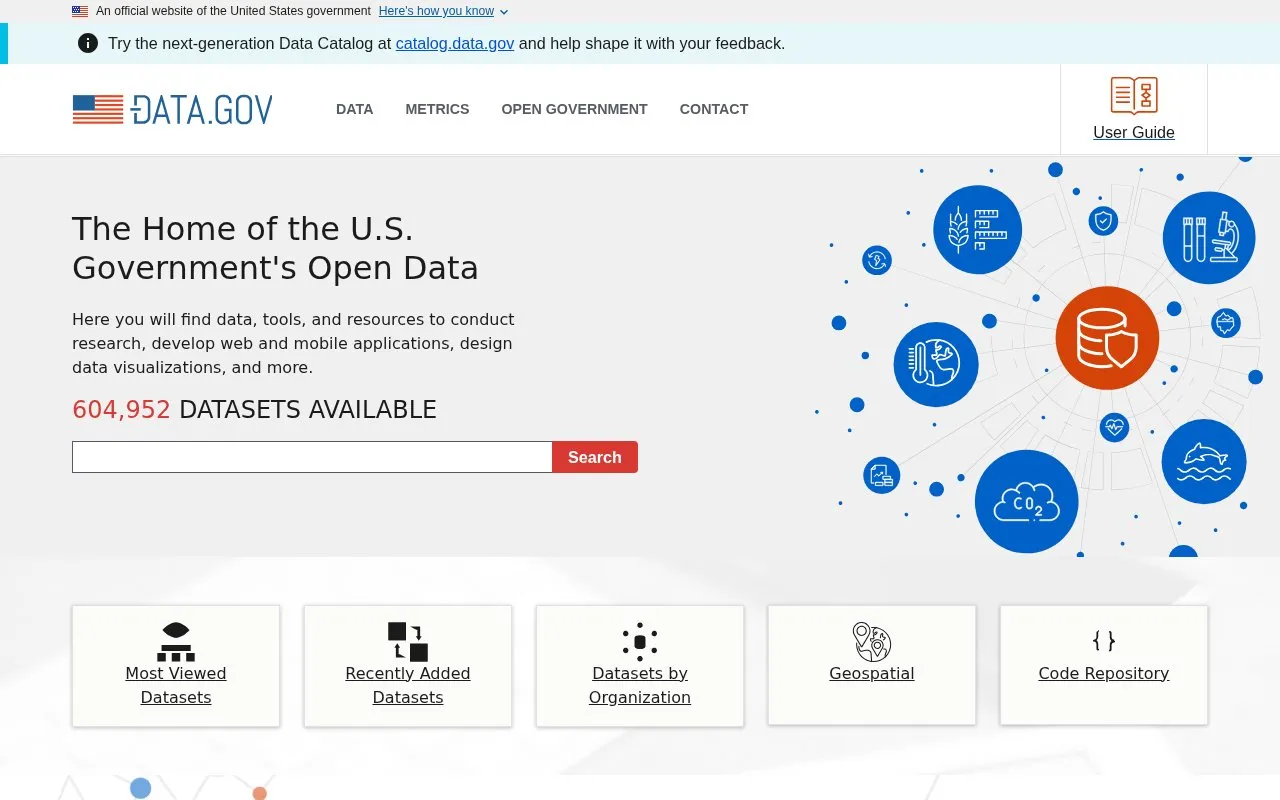 Data.gov homepage screenshot