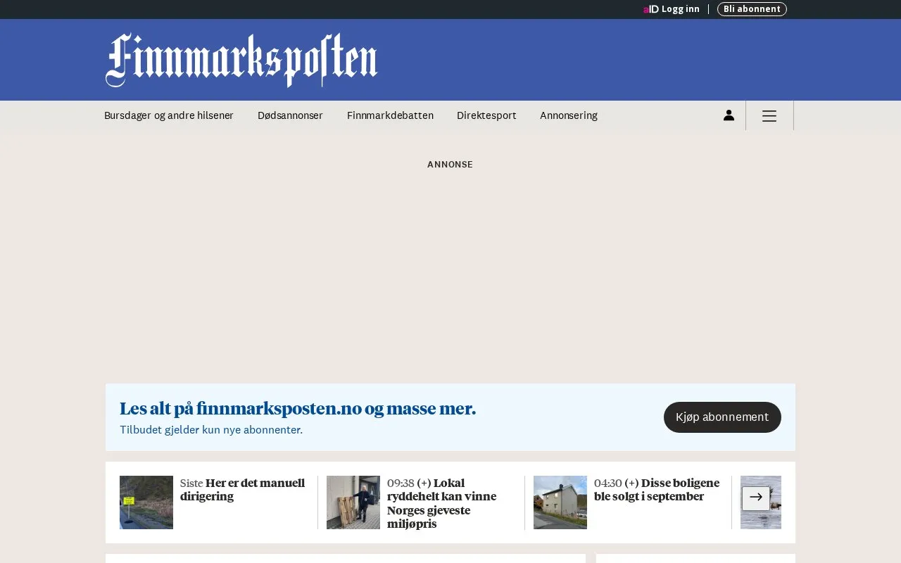 Finnmarksposten homepage screenshot