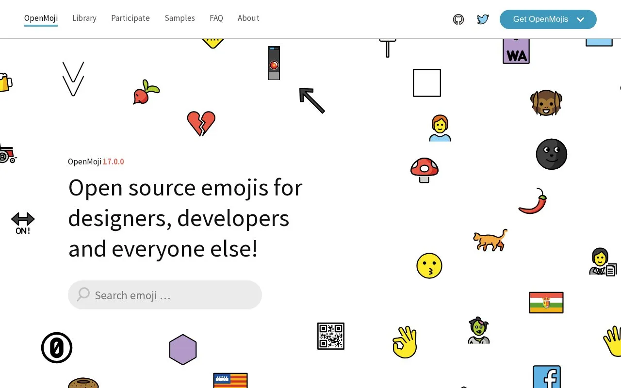OpenMoji homepage screenshot