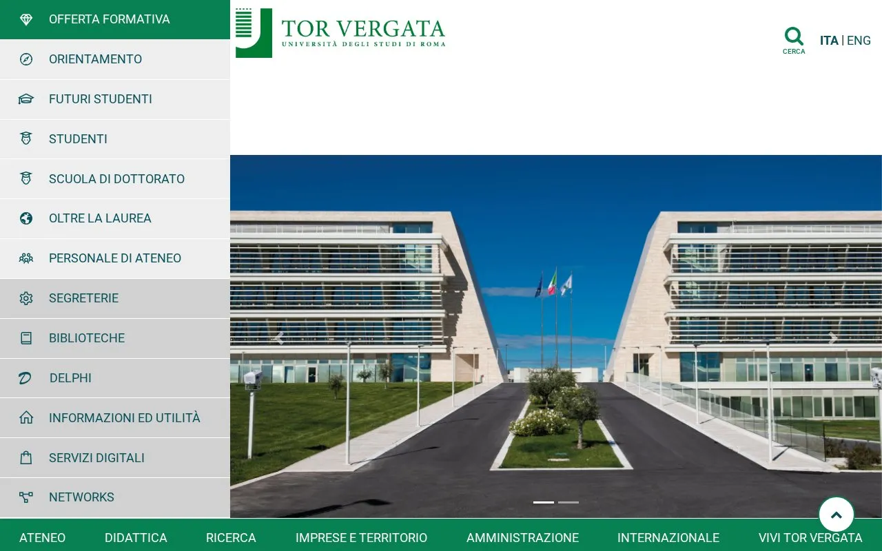 Universita degli Studi di Roma Tor Vergata homepage screenshot