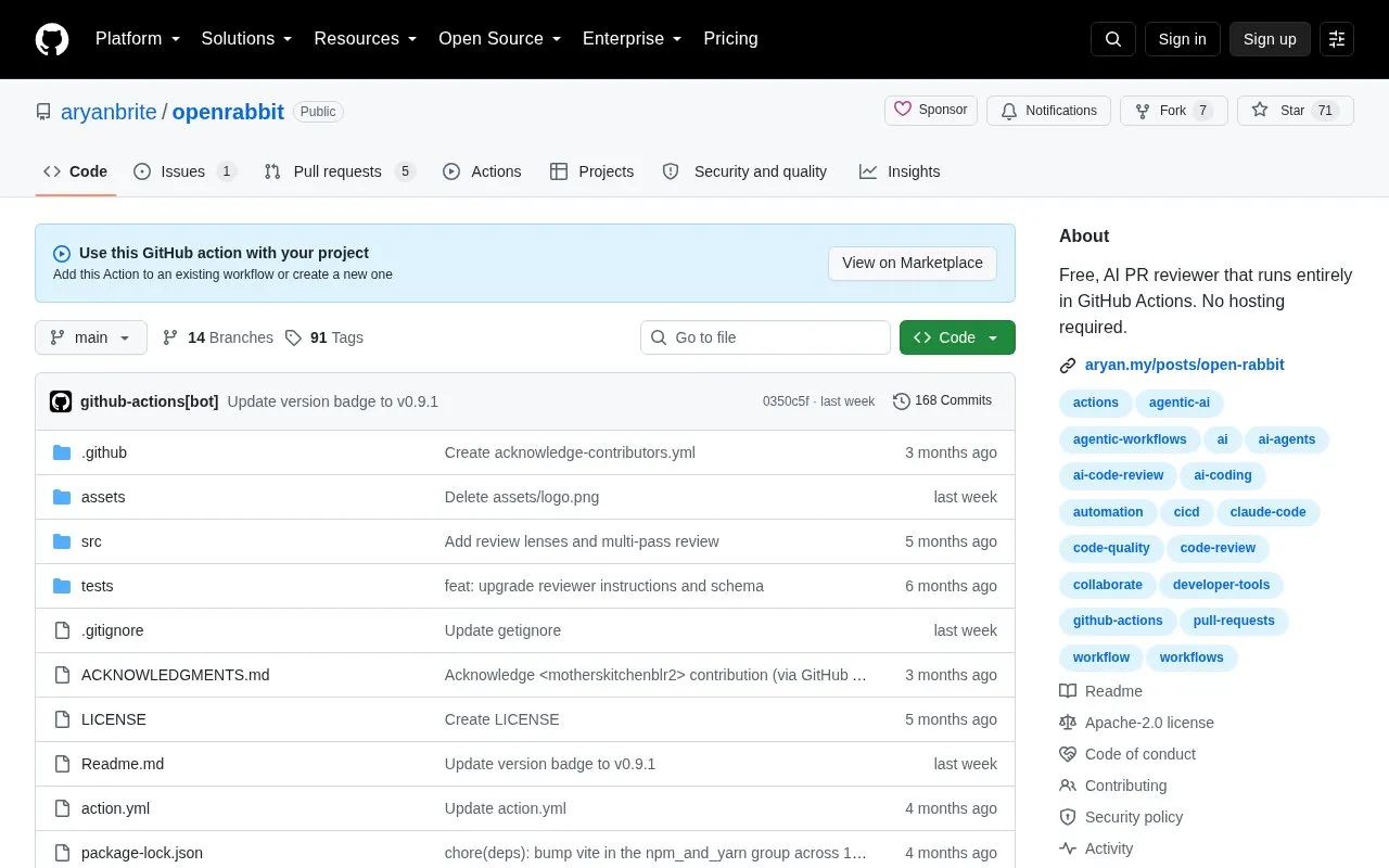 OpenRabbit homepage screenshot
