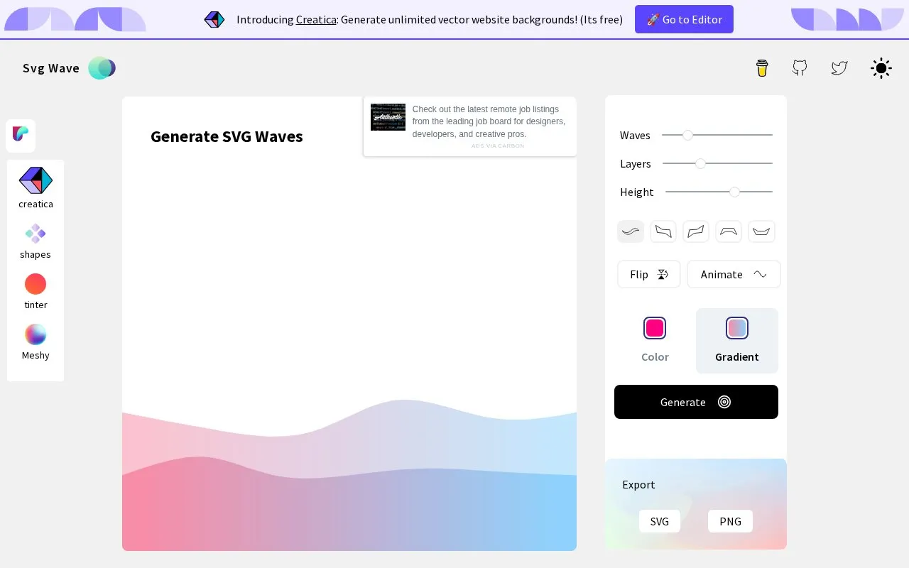 SVGWave homepage screenshot