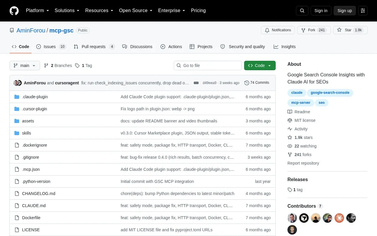 mcp-gsc homepage screenshot