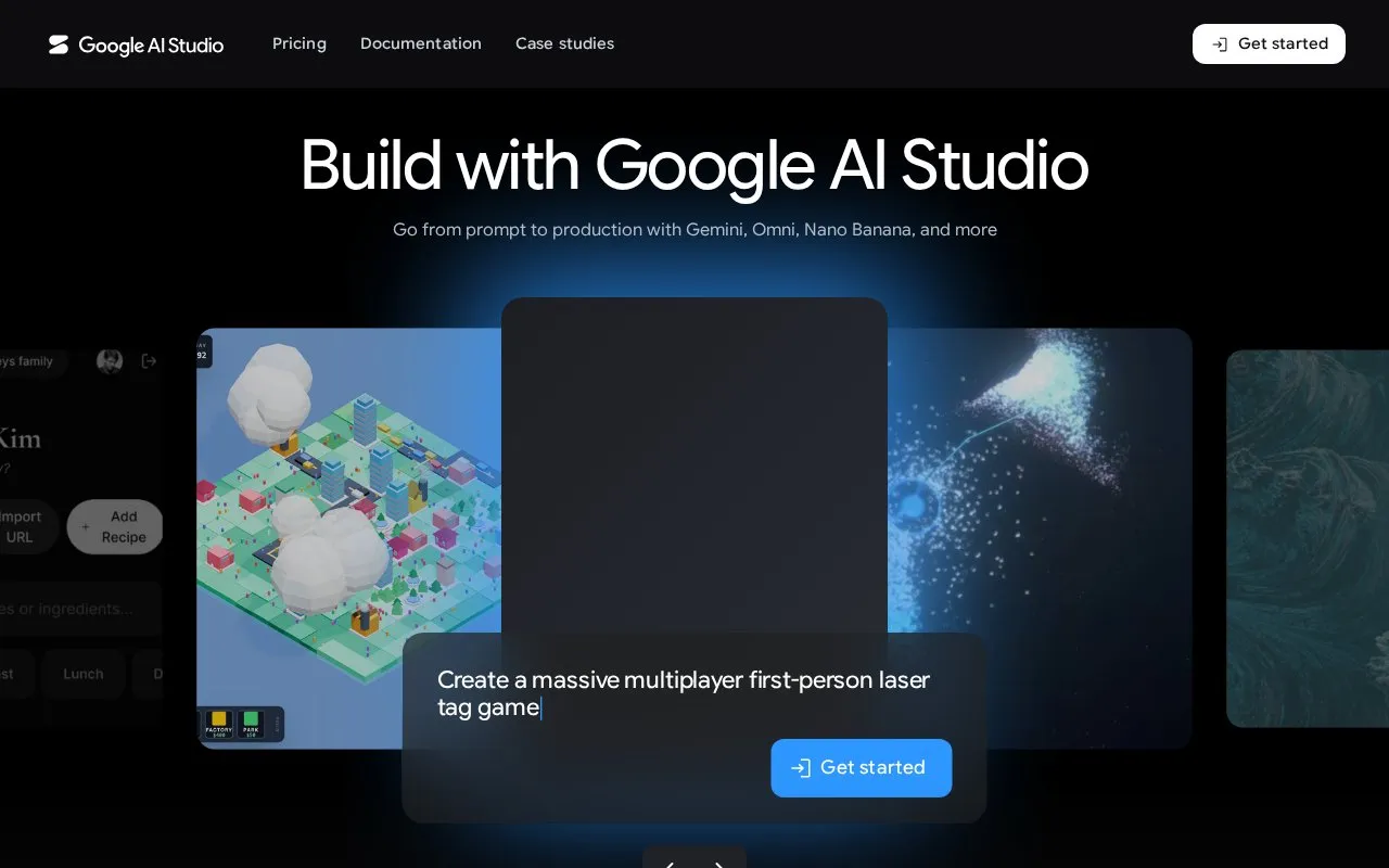 Google AI Studio homepage screenshot