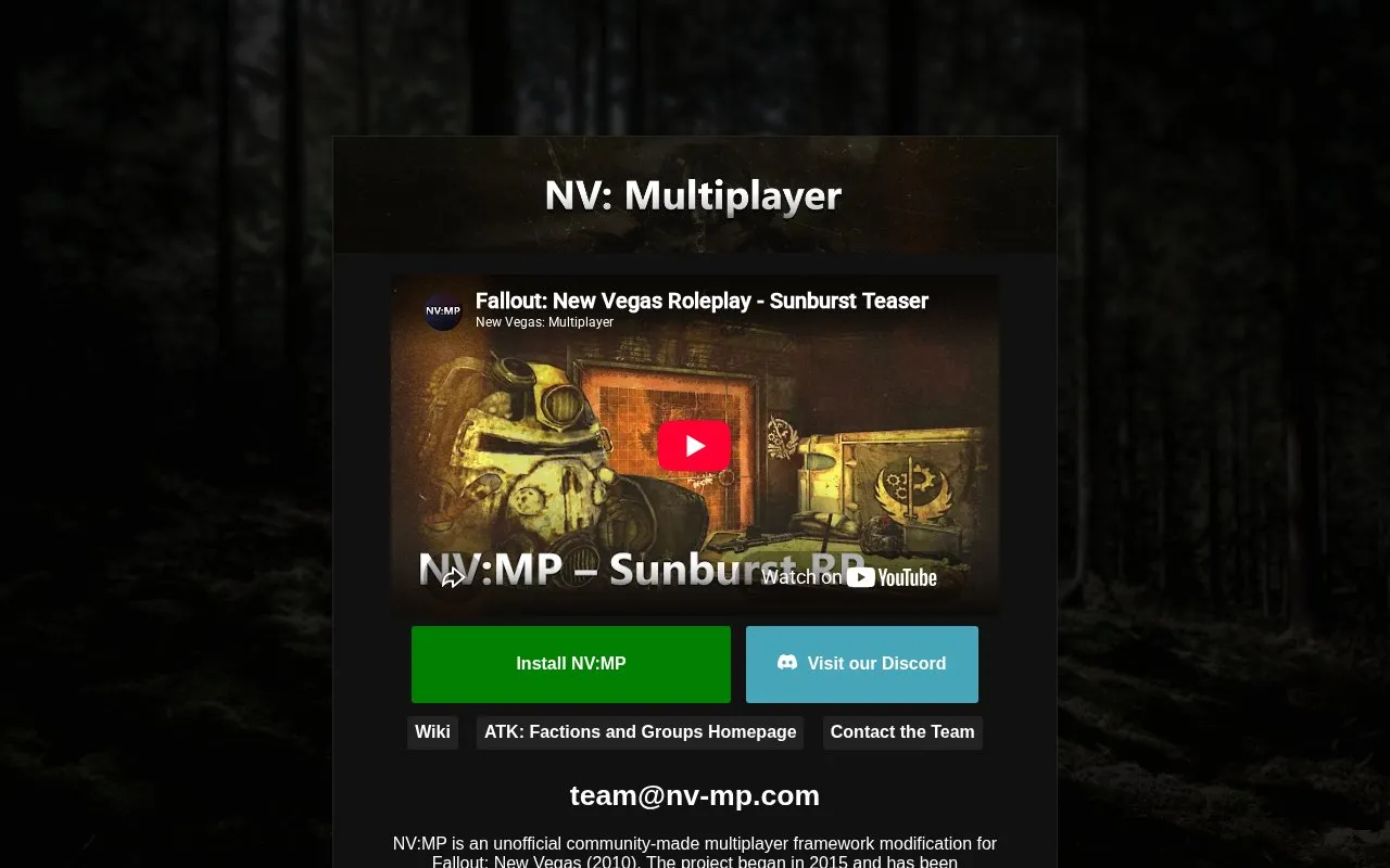 NV:MP homepage screenshot