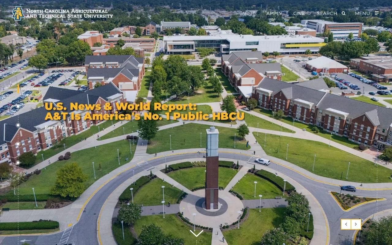 North Carolina A&T State University homepage screenshot