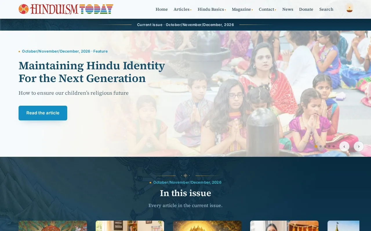 Hinduism Today homepage screenshot
