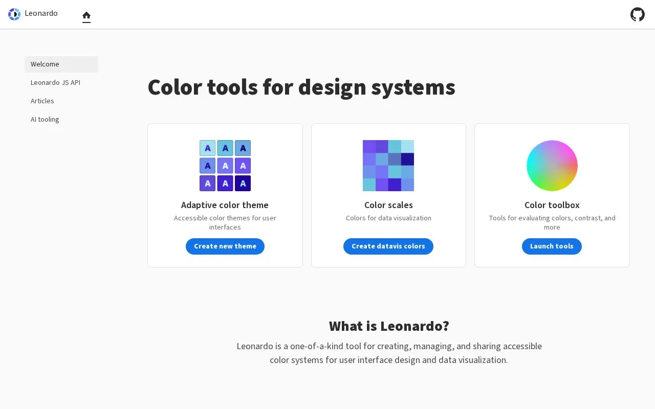 Leonardo homepage screenshot