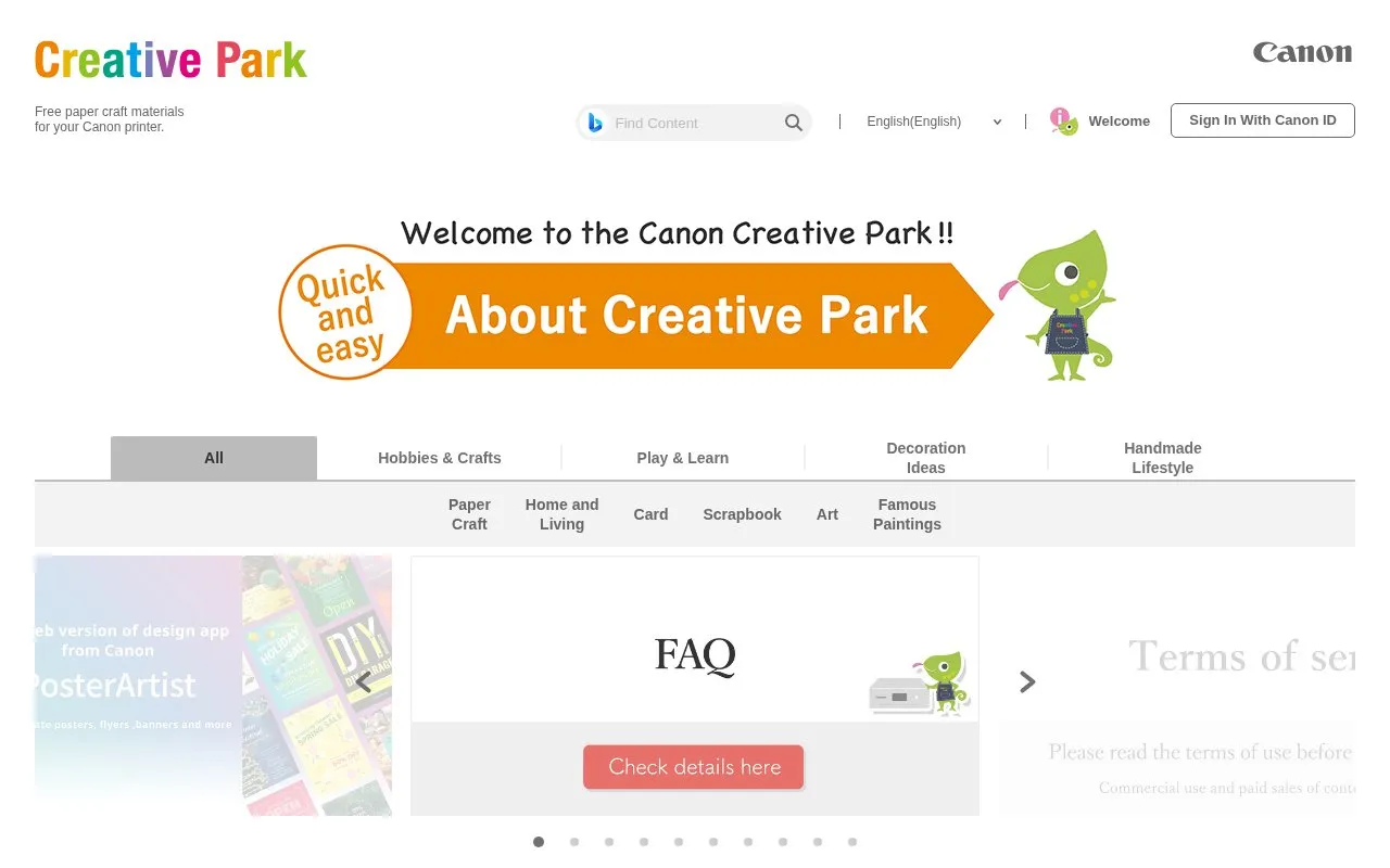CreativePark homepage screenshot