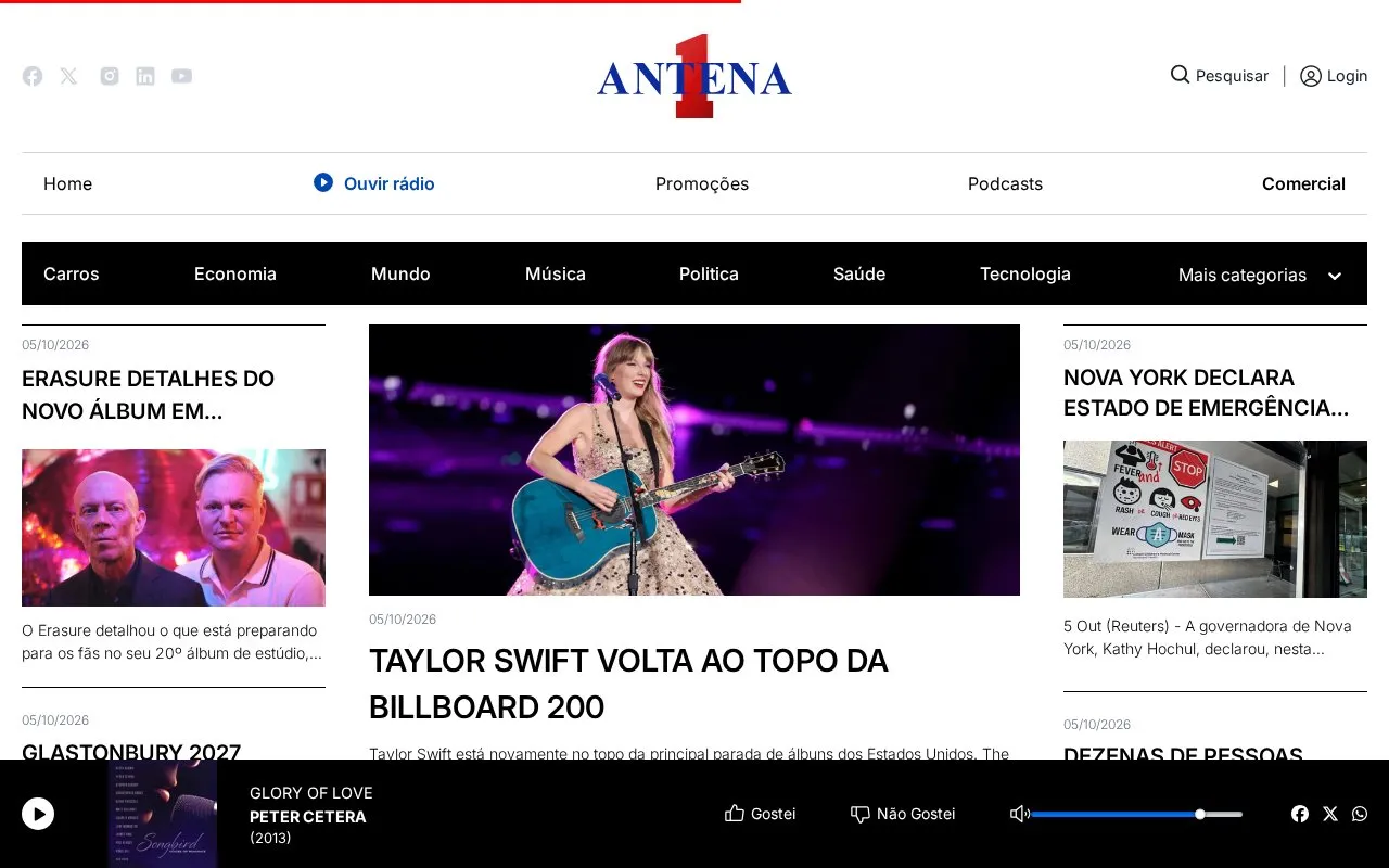Antena 1 homepage screenshot