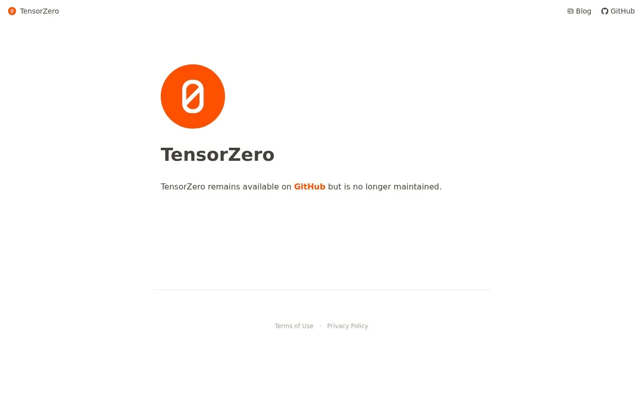TensorZero homepage screenshot