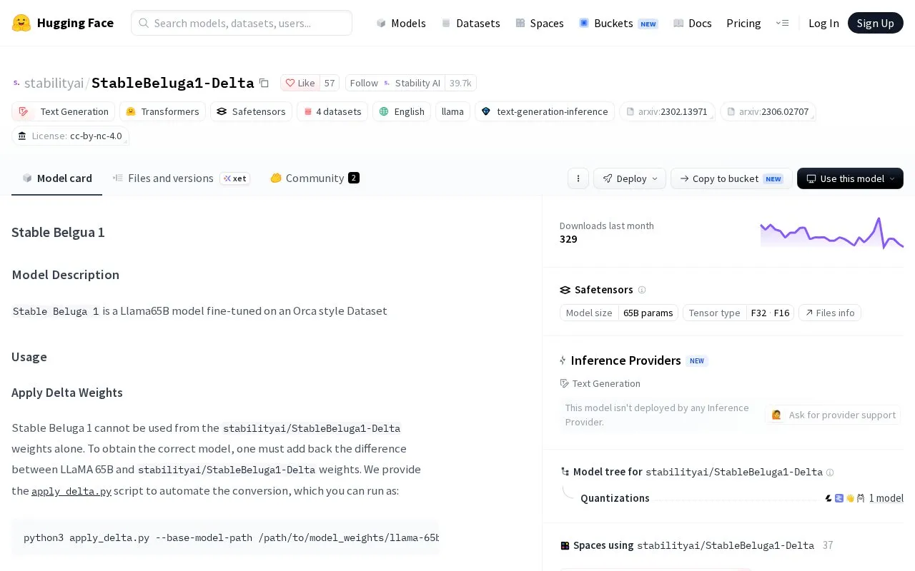 Stable Beluga homepage screenshot