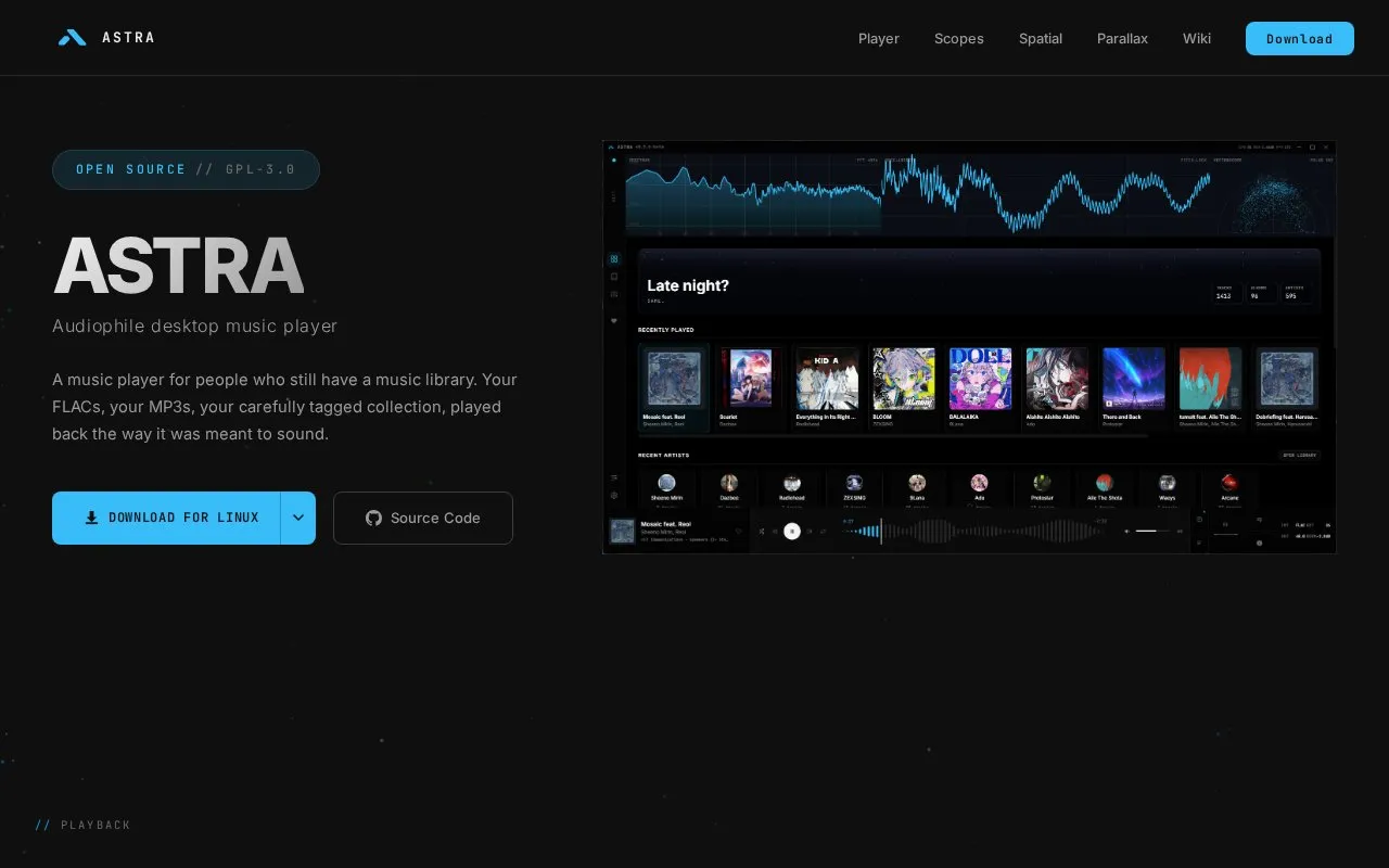 Astra homepage screenshot