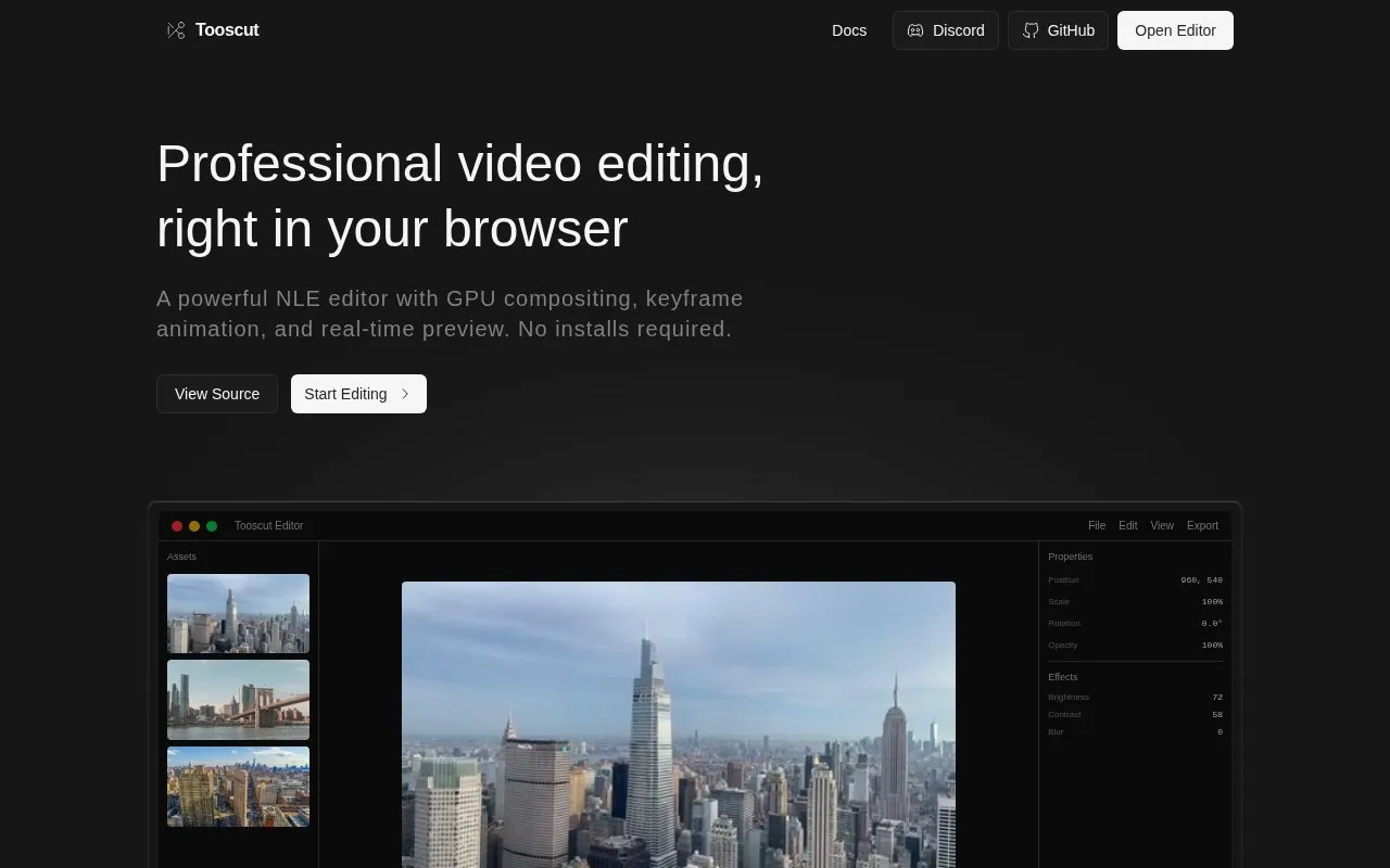 Tooscut homepage screenshot