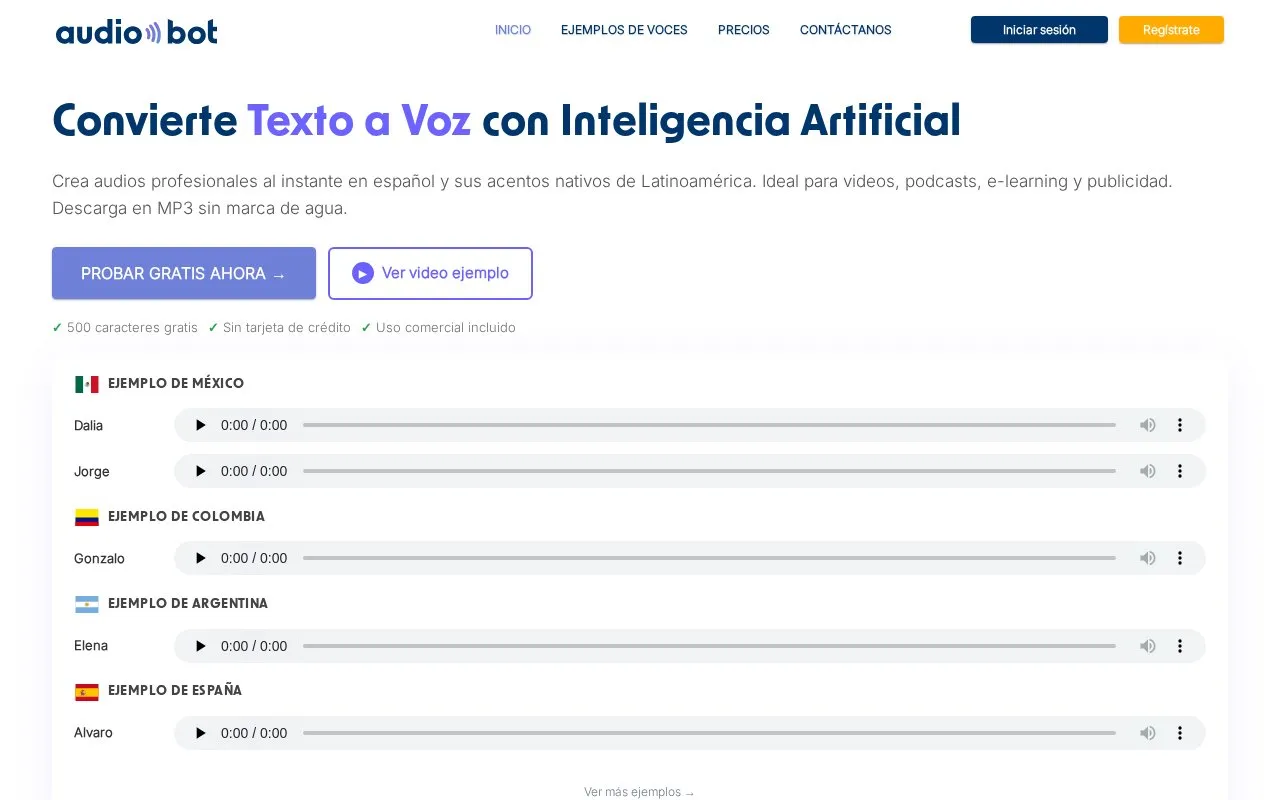 AudioBot homepage screenshot