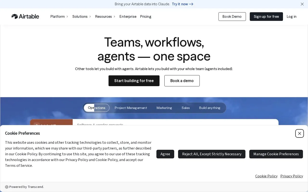 Airtable homepage screenshot