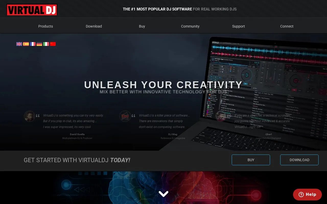 VirtualDJ homepage screenshot