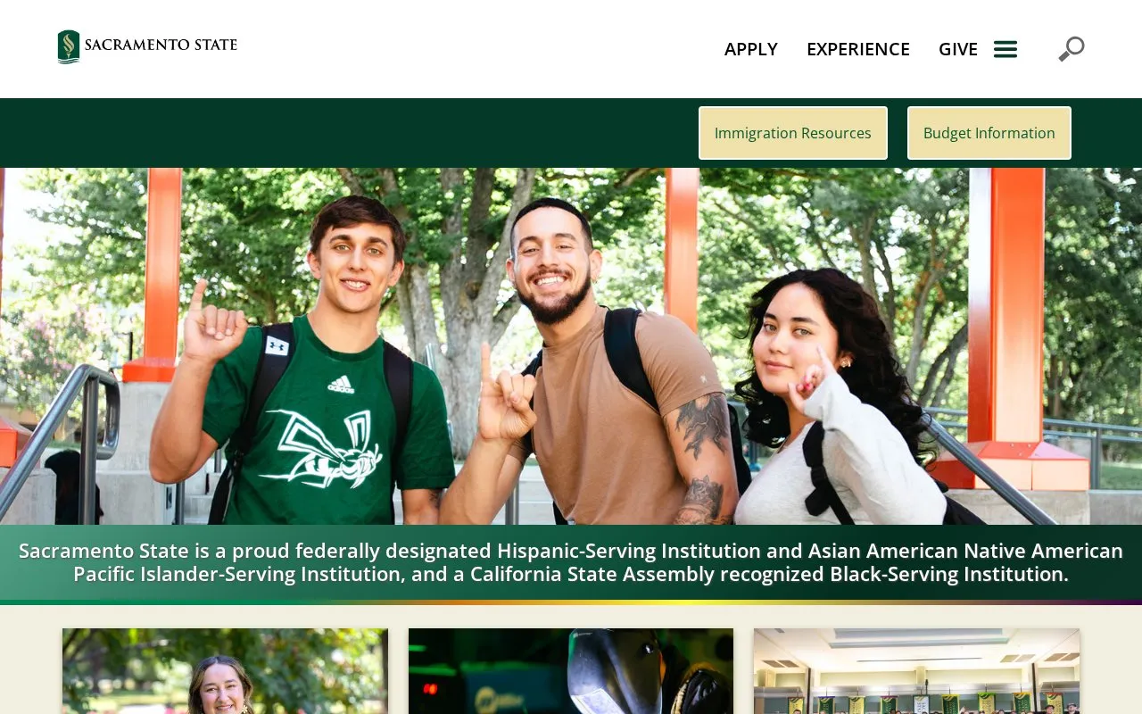 California State University, Sacramento homepage screenshot