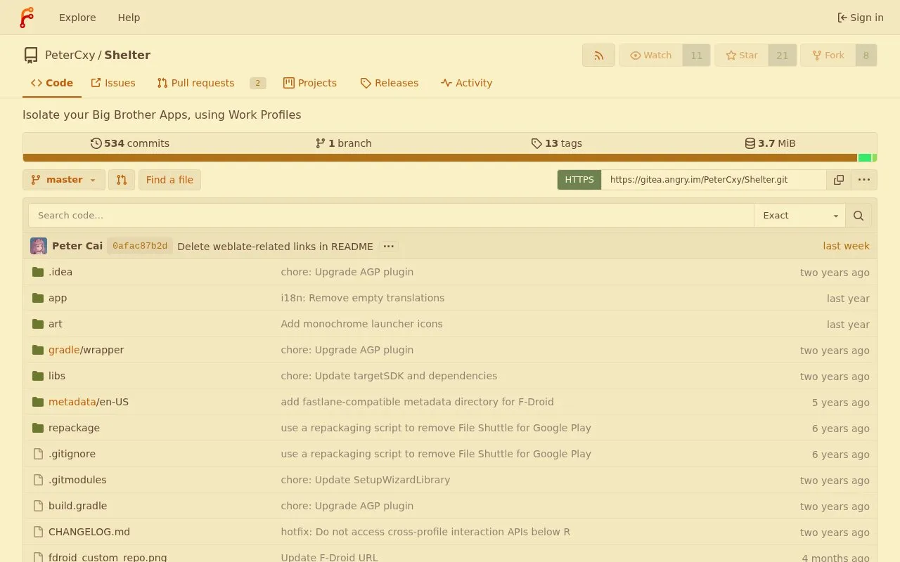 Shelter homepage screenshot