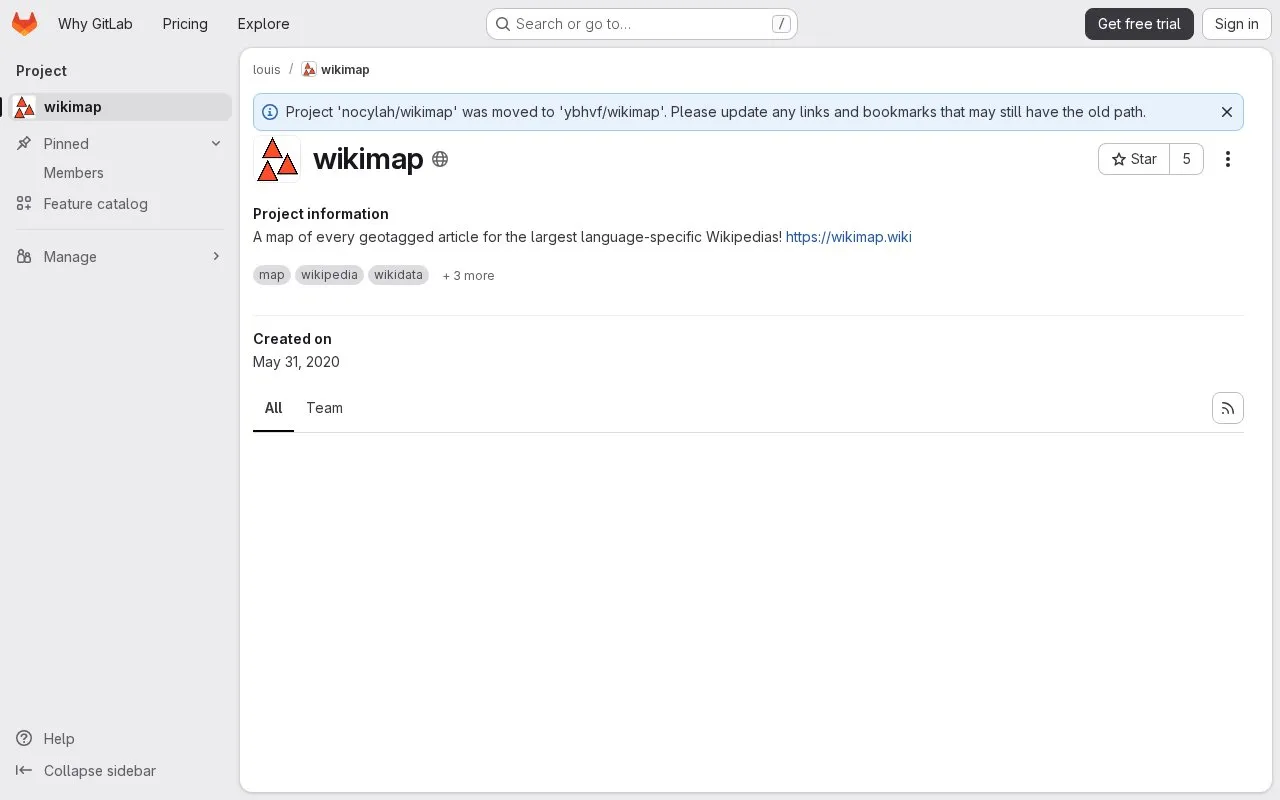 Wikimap homepage screenshot
