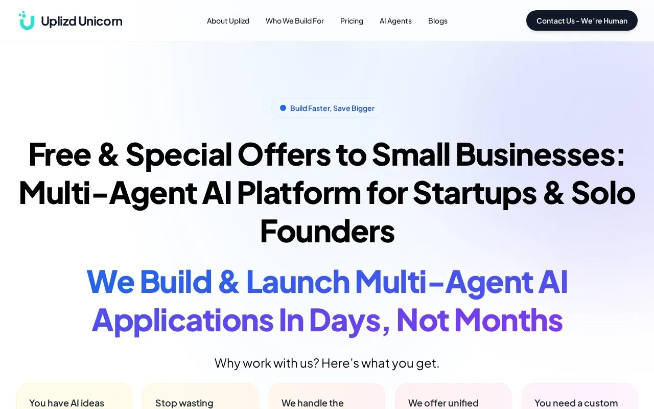 Uplizd Unicorn homepage screenshot