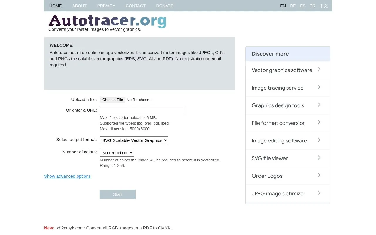AutoTracer homepage screenshot