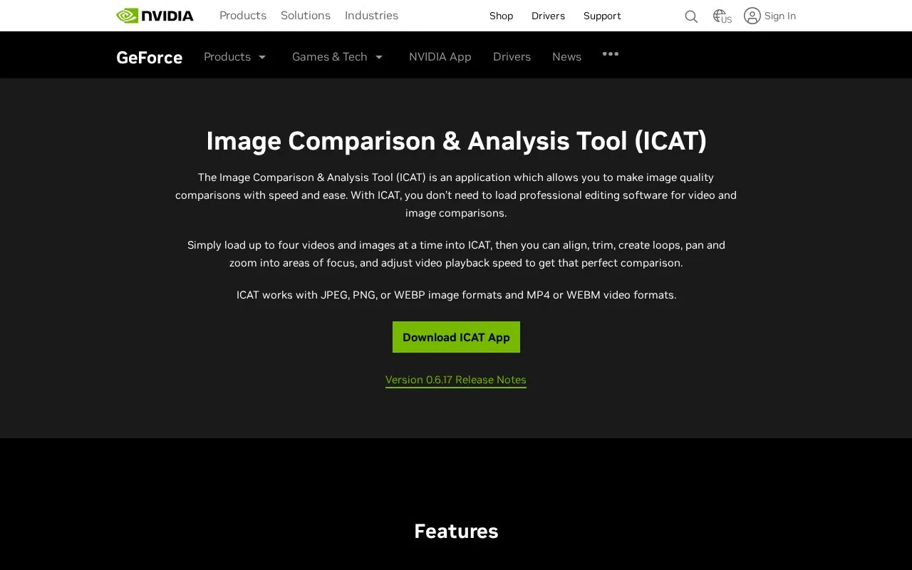ICAT homepage screenshot