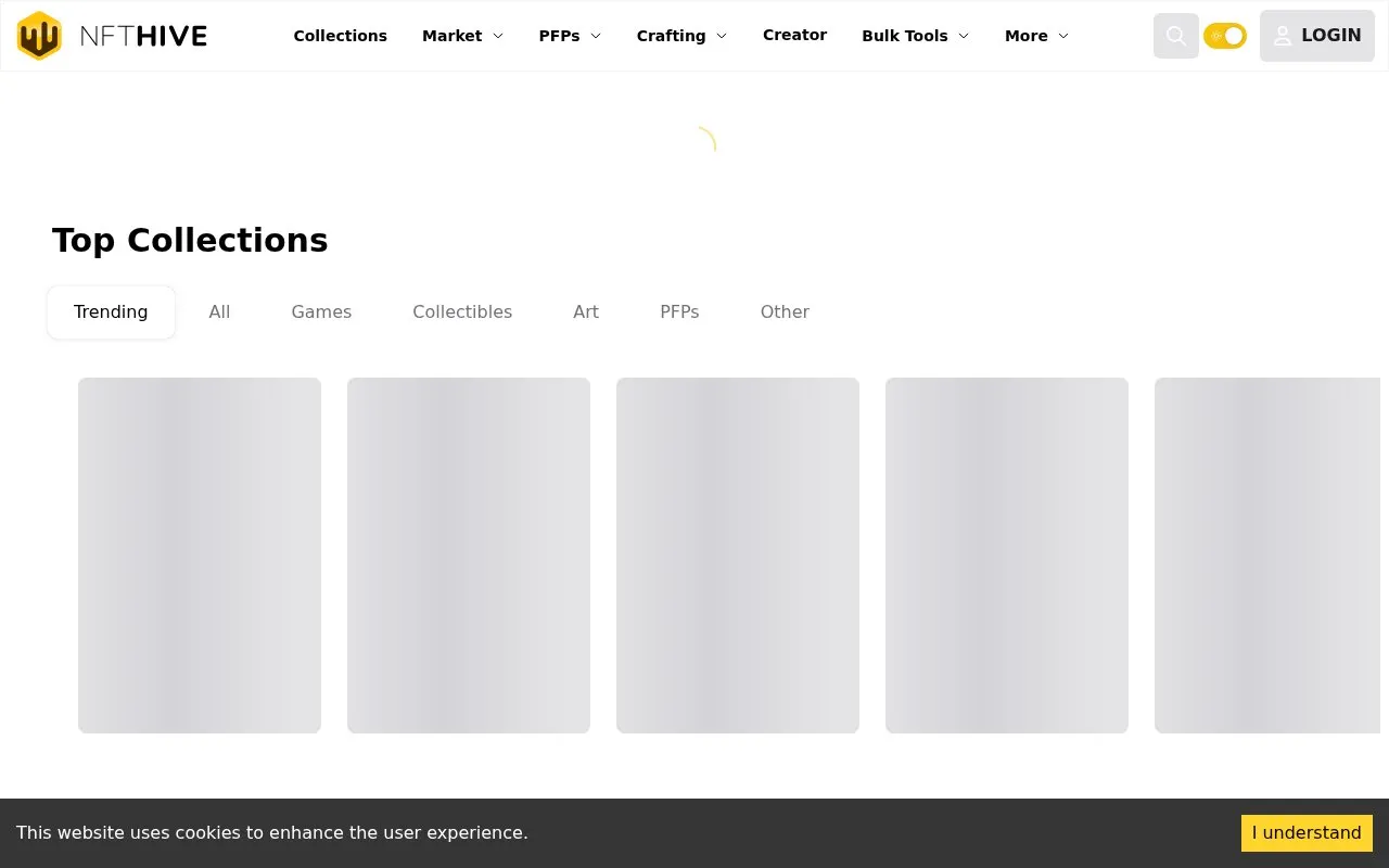 NFT Hive homepage screenshot