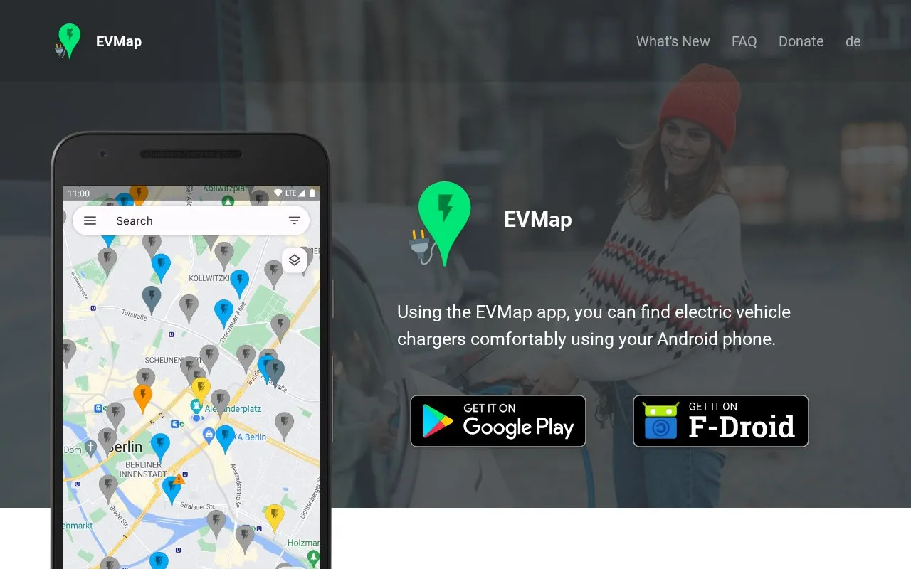 EV-Map homepage screenshot