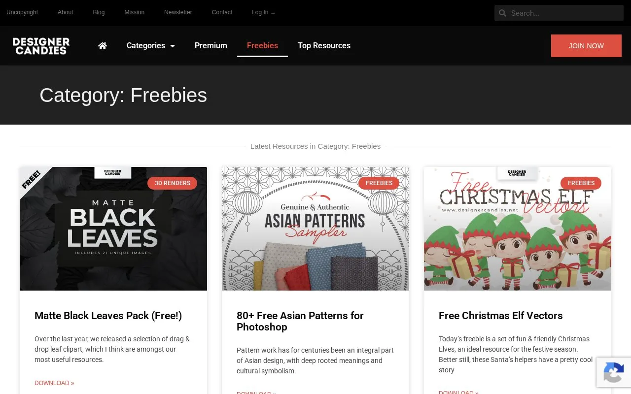 Designer Candies homepage screenshot