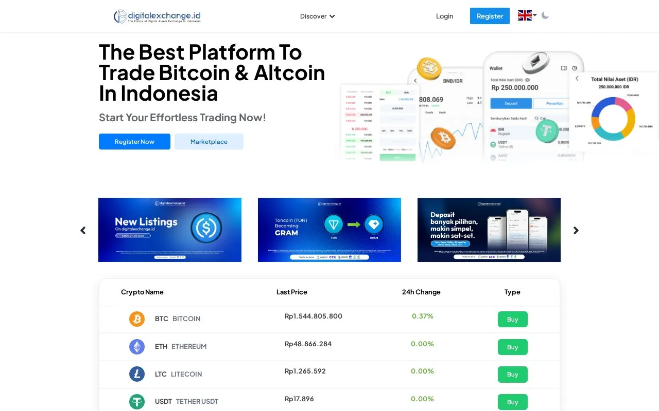 digitalexchange.id homepage screenshot