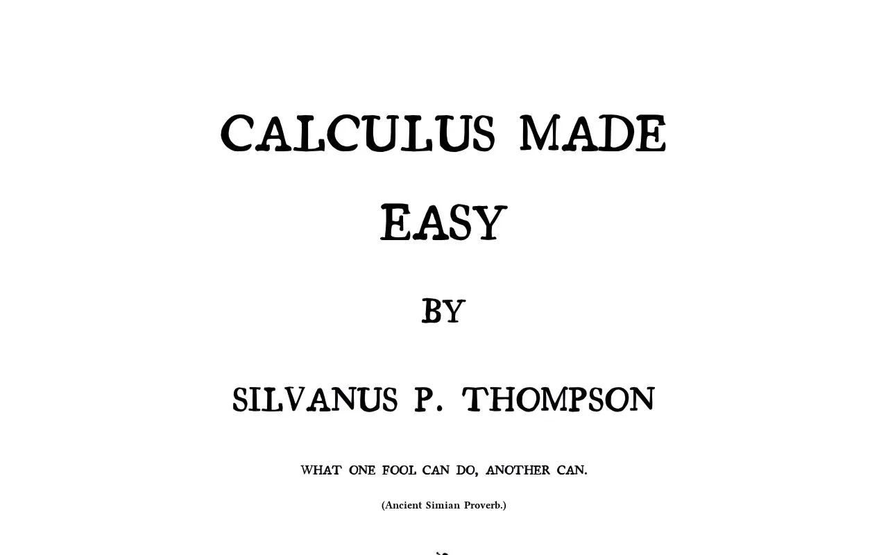 Calculus Made Easy homepage screenshot