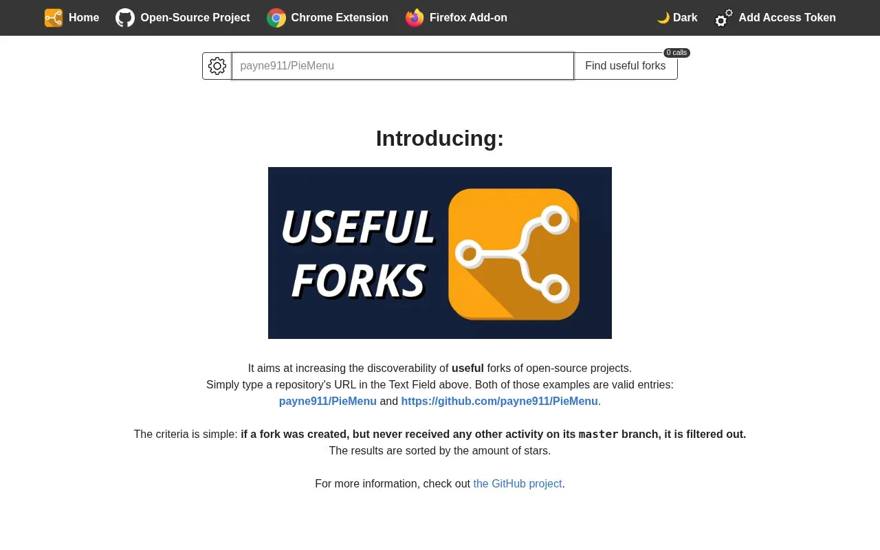 useful-forks homepage screenshot