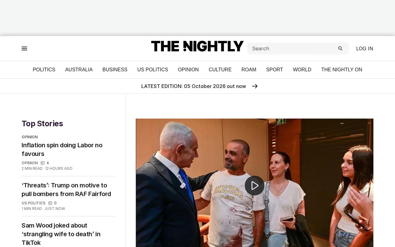 The Nightly homepage screenshot